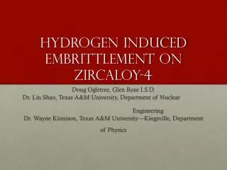 Hydrogen Induced Embrittlement on Zircaloy-4