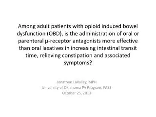 jonathon lavalley mph university of oklahoma pa program pas3 october 25 2013