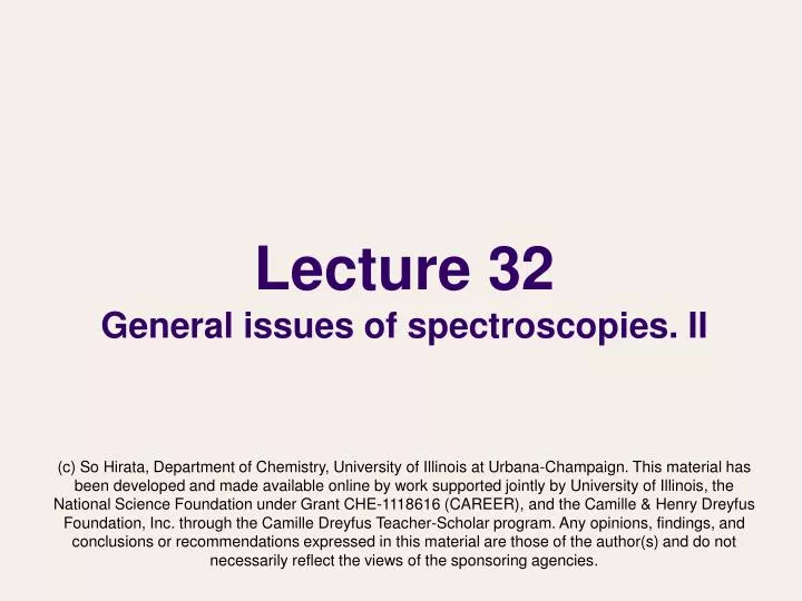 lecture 32 general issues of spectroscopies ii