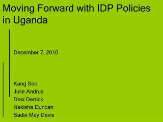 Moving Forward with IDP Policies in Uganda
