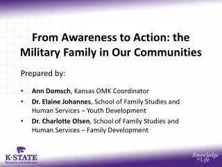 From Awareness to Action: the Military Family in Our Communities