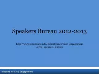 Speakers Bureau 2012-2013