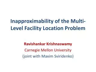 Inapproximability of the Multi-Level Facility Location Problem