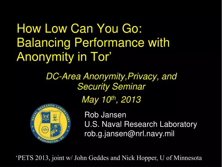 how low can you go balancing performance with anonymity in tor