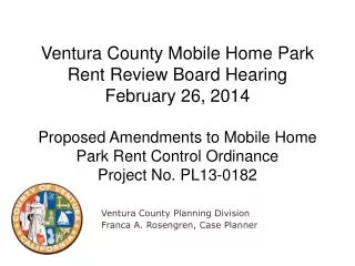 Ventura County Planning Division Franca A. Rosengren, Case Planner