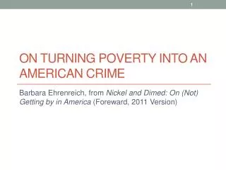 On turning poverty into an american crime