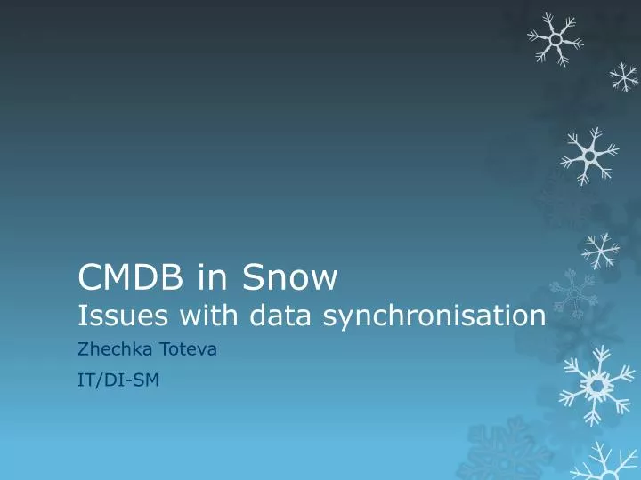 cmdb in snow issues with data synchronisation