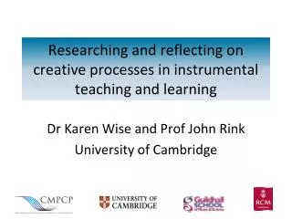 Researching and reflecting on creative processes in instrumental teaching and learning