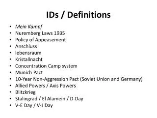 IDs / Definitions