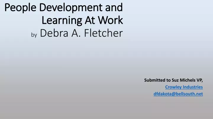 people development and learning at work by debra a fletcher