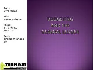 Budgeting and the general ledger