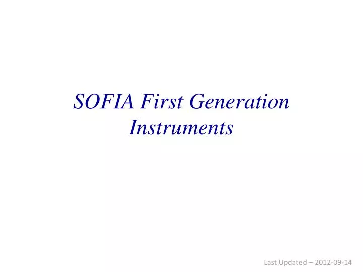 sofia first generation instruments