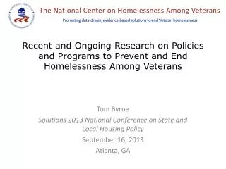 Tom Byrne Solutions 2013 National Conference on State and Local Housing Policy