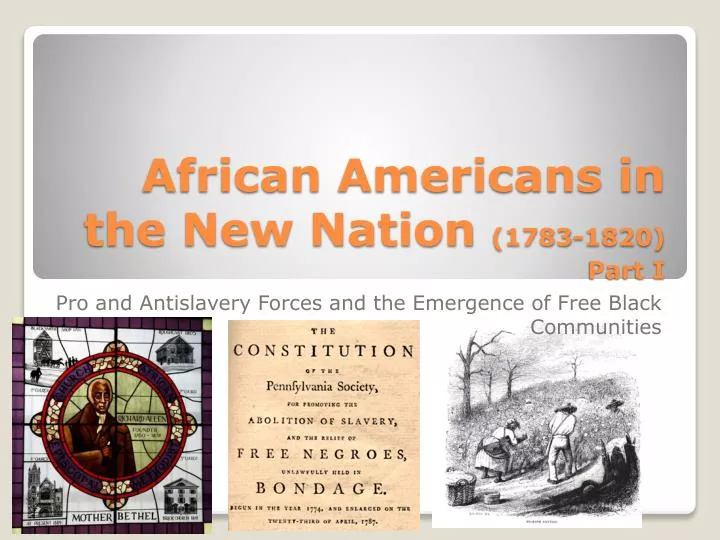 african americans in the new nation 1783 1820 part i
