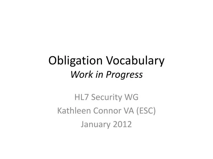 obligation vocabulary work in progress