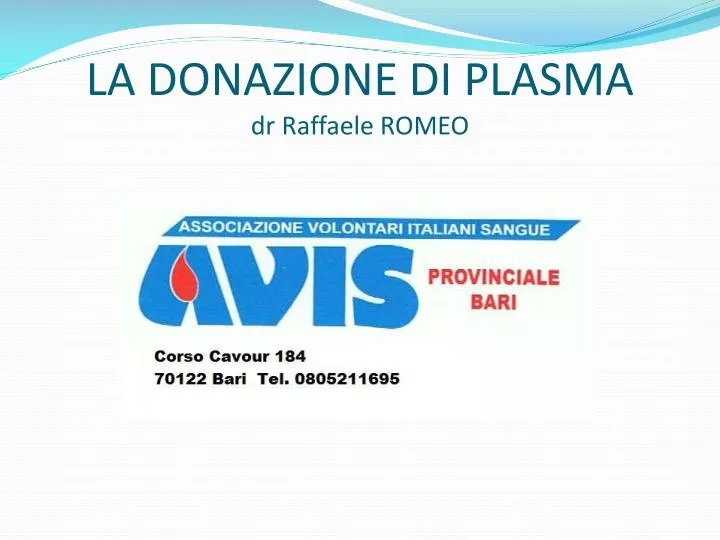 la donazione di plasma dr raffaele romeo