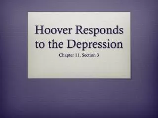 Hoover Responds to the Depression