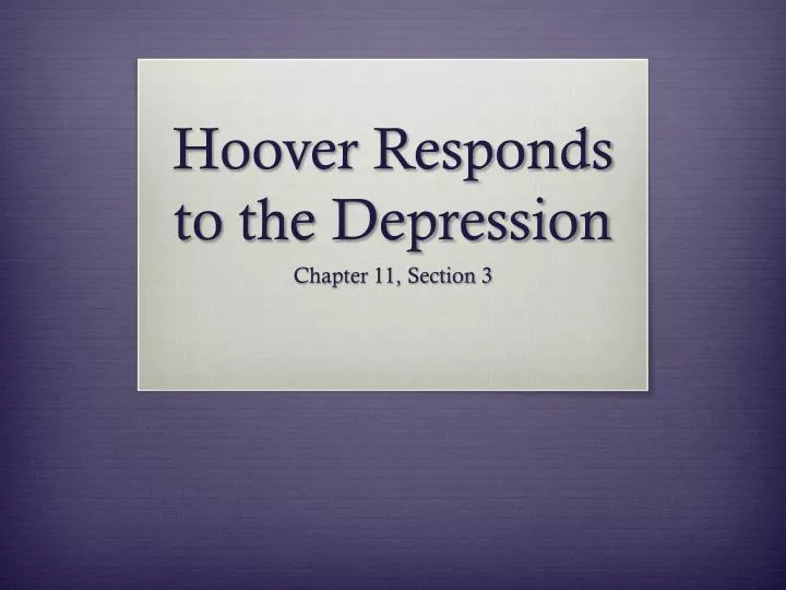 hoover responds to the depression