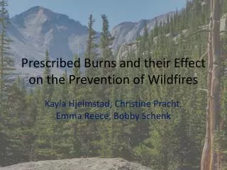 Prescribed Burns and their Effect on the Prevention of Wildfires