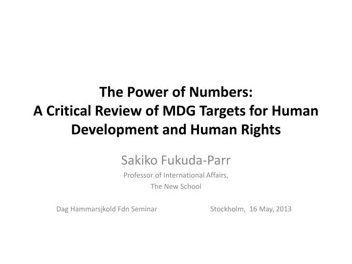 the power of numbers a critical review of mdg targets for human development and human rights