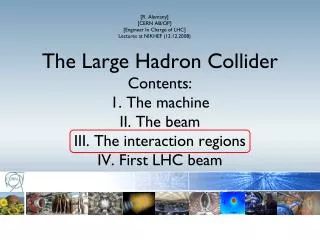 [R. Alemany] [CERN AB/OP] [Engineer In Charge of LHC] Lectures at NIKHEF (12.12.2008)