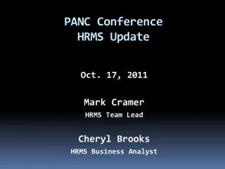 PANC Conference HRMS Update