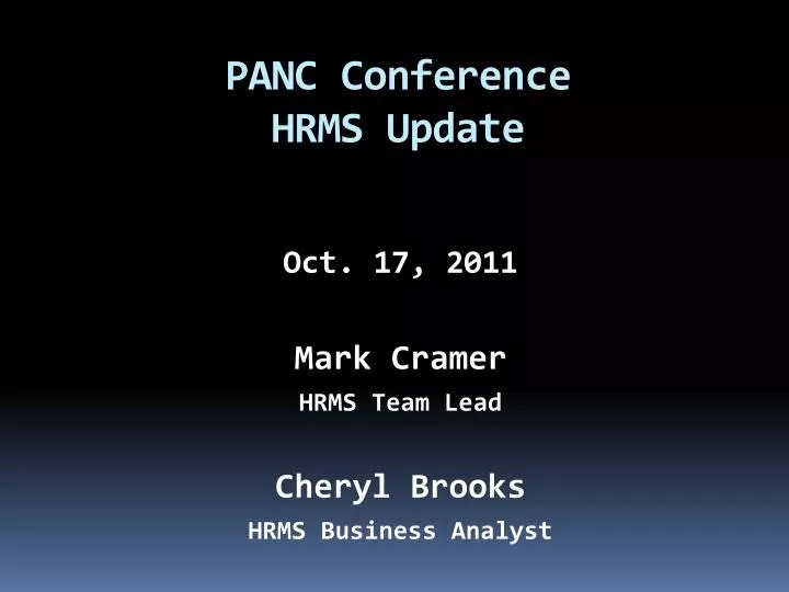 PPT PANC Conference HRMS Update PowerPoint Presentation, free
