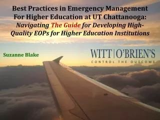 Best Practices in Emergency Management For Higher Education at UT Chattanooga: