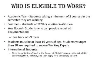 Who Is Eligible To Work?