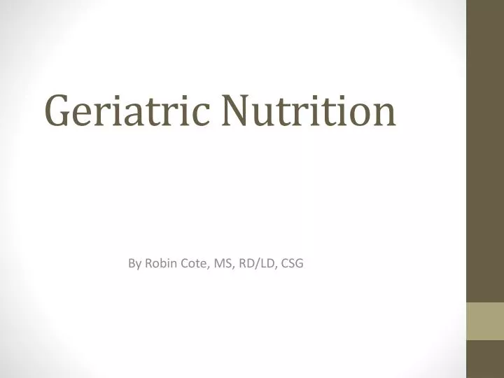 geriatric nutrition