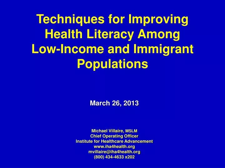 techniques for improving health literacy among low income and immigrant populations