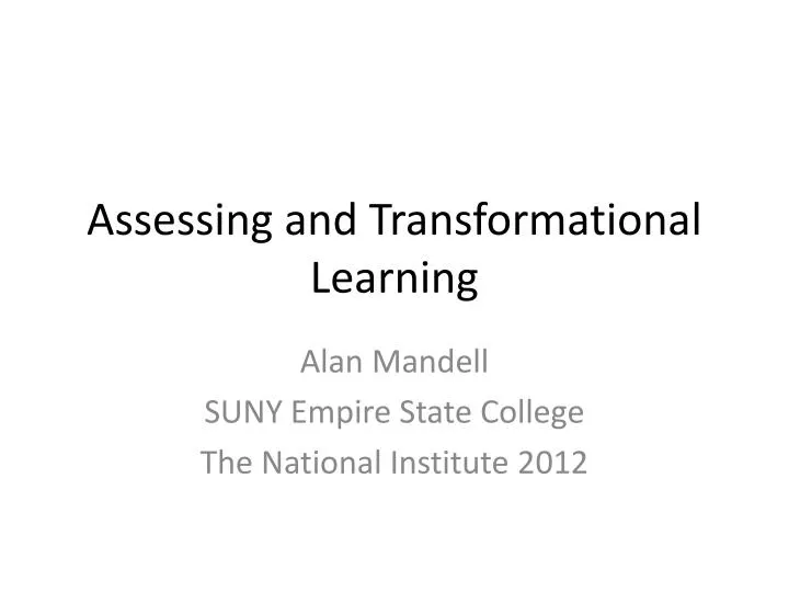 assessing and transformational learning