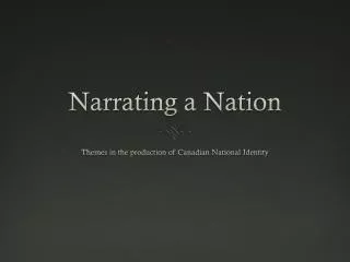 Narrating a Nation
