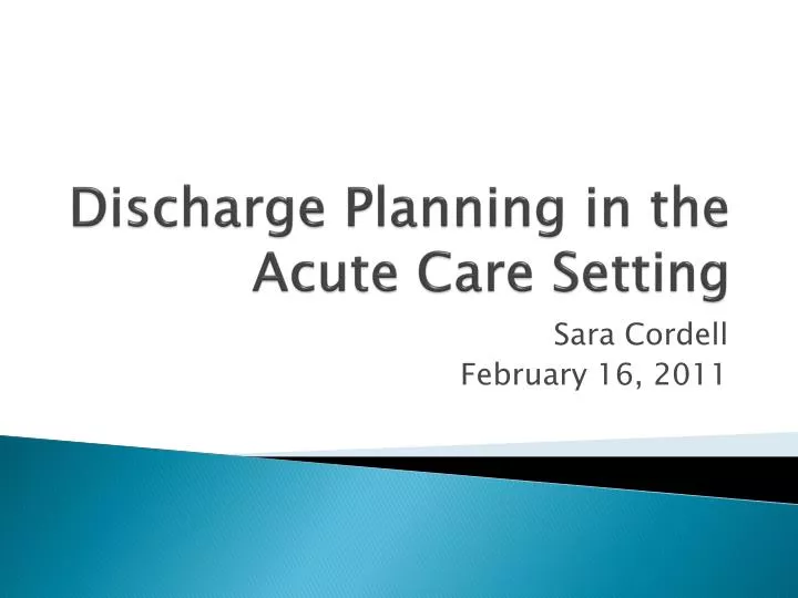 discharge planning in the acute care setting