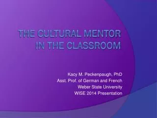 The cultural mentor in the classroom