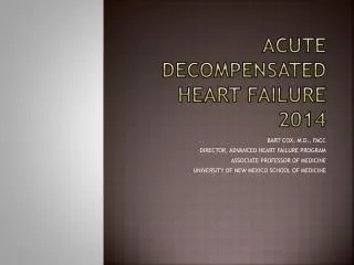 ACUTE DECOMPENSATED HEART FAILURE 2014