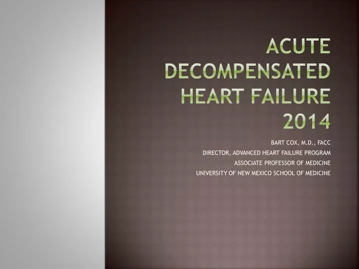 acute decompensated heart failure 2014