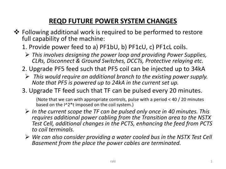 reqd future power system changes