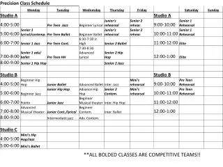 **ALL BOLDED CLASSES ARE COMPETITIVE TEAMS!!