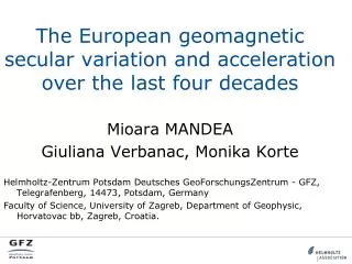 The European geomagnetic secular variation and acceleration over the last four decades