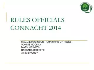RULES OFFICIALS CONNACHT 2014