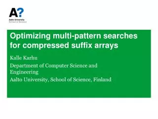 Optimizing multi-pattern searches for compressed suffix arrays