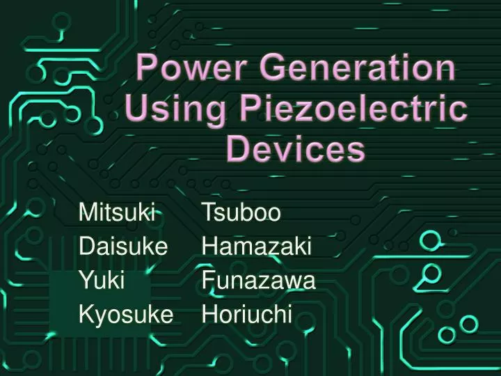 power generation using p iezoelectric devices