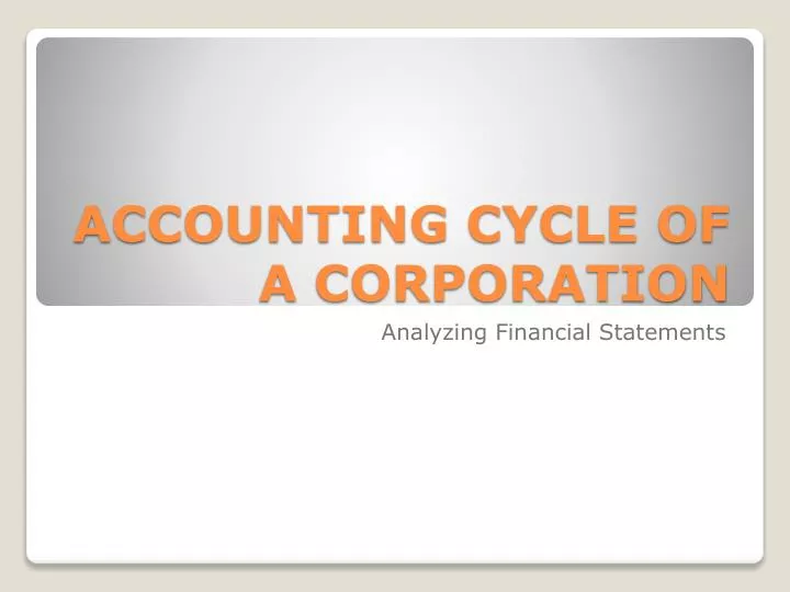 accounting cycle of a corporation