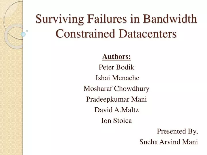 surviving failures in bandwidth constrained datacenters