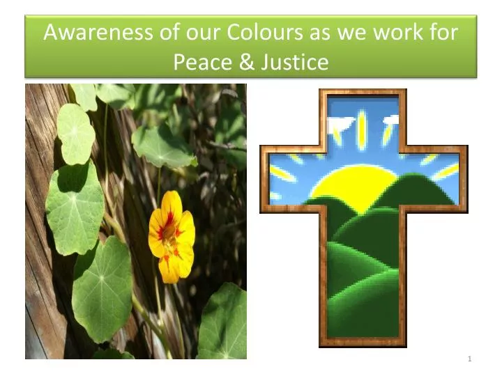 awareness of our colours as we work for peace justice
