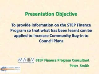 STEP Finance Program Consultant Peter Smith