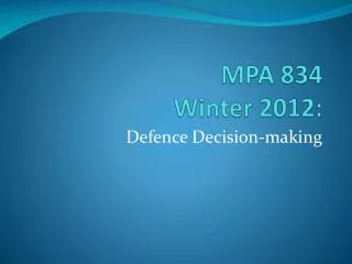 MPA 834 Winter 2012: