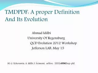 TMDPDF: A proper Definition And Its Evolution