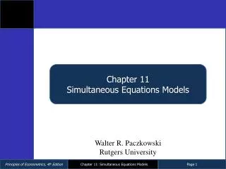 Chapter 11 Simultaneous Equations Models